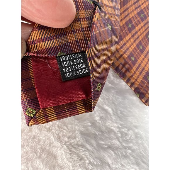 A. Picci Seta Di Como  Mens Neck Tie Silk Brown Striped Plaid Italy - Picture 3 of 7